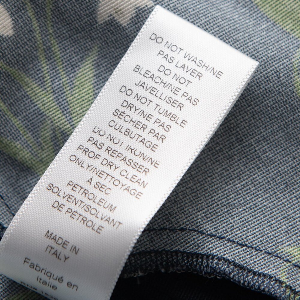 Carolina Herrera Midi Skirt Floral Print Made In Italy Navy Blue Green Cream 4 - Picture 7 of 8